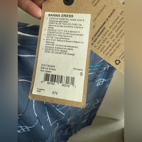 prAna Sanna Shift Dress Size S Jigsaw Geometric Purple Boatneck Stretch - Picture 4 of 4